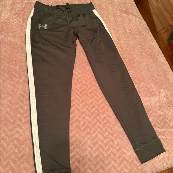 Under Armour White and Green Track Pants with Tapered Fit - Picture 1 of 5